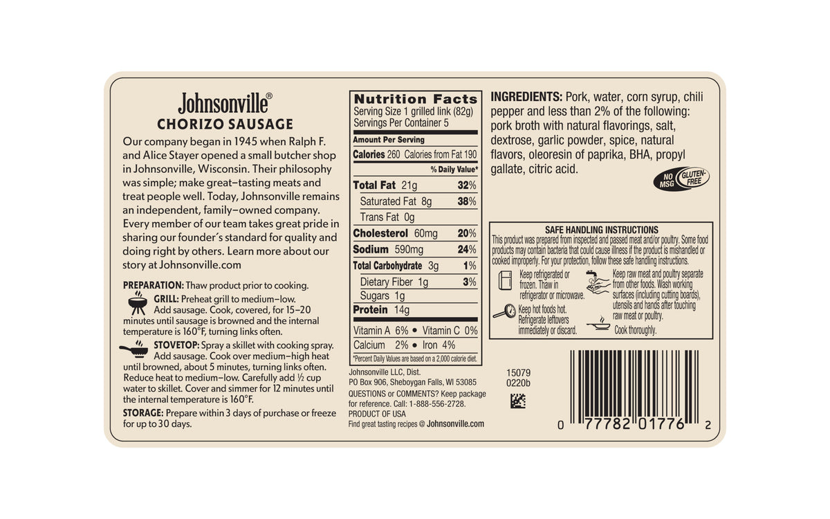 Chorizo Sausage 6packages Johnsonville Marketplace