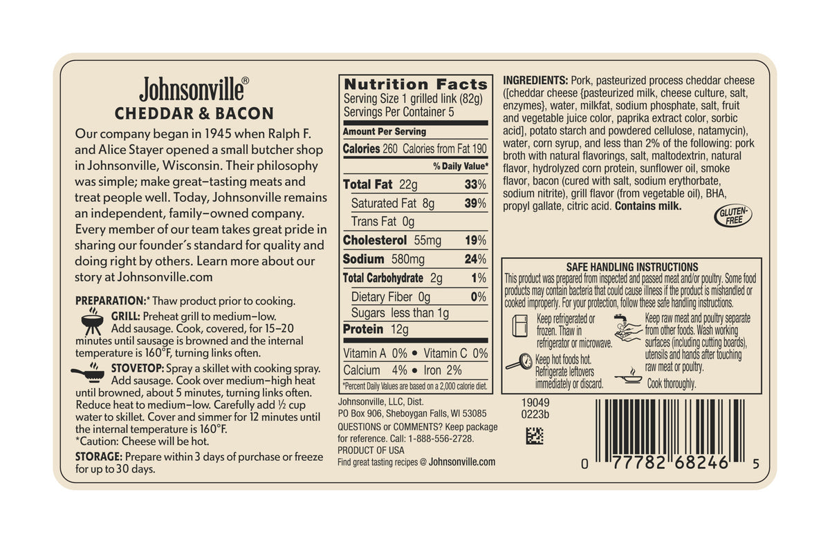 Cheddar & Bacon Sausage 6packages Johnsonville Marketplace