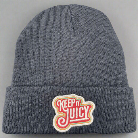 navy beanie keep it juicy 